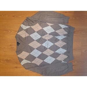 J Crew V Neck Sweater Mens Large Brown Cashmere Cotton